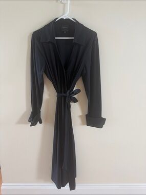 Alex Marie Black Long-Sleeve Wrap Shirt Dress